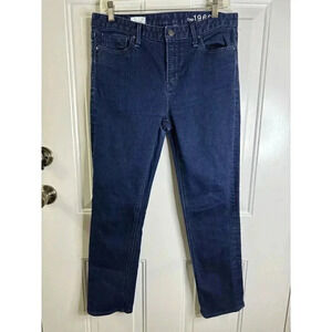 GAP 1969 Real Straight Jeans Medium Wash Stretch Mid Rise Blue 29x27 Women
